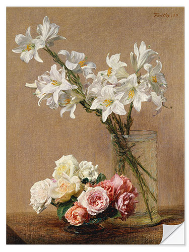 Selvklebende plakat Roses and lilies