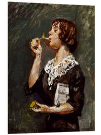 Foam board print Woman lighting a cigarette