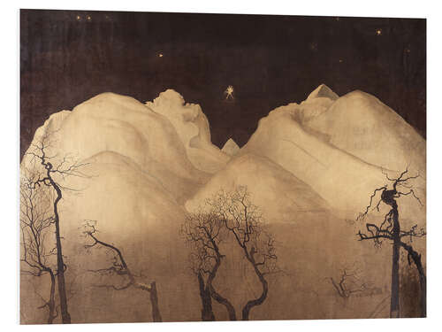 Foam board print Winter Night in the Mountains, Study