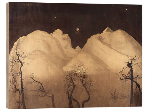 Wood print Winter Night in the Mountains, Study