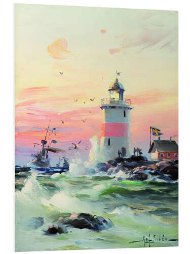 PVC print Coastal landscape with a lighthouse