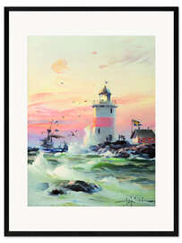Innrammet kunsttrykk Coastal landscape with a lighthouse