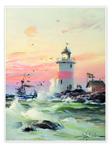 Poster Küstenlandschaft mit Leuchtturm
