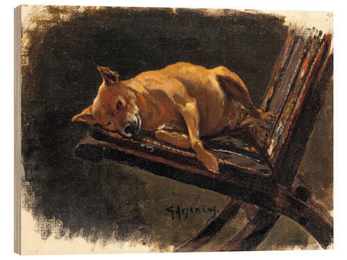 Hout print Dog lying