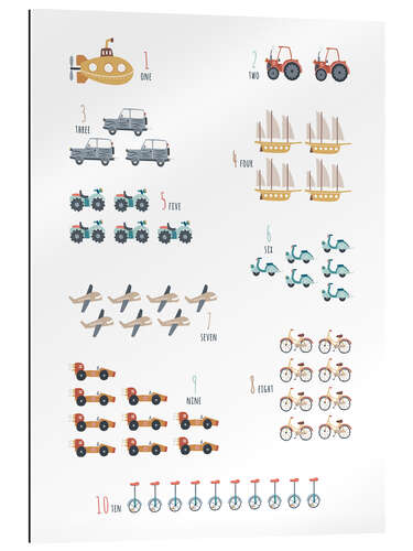 Galleriprint Numbers 1 to 10 with vehicles (english)