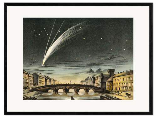 Kehystetty taidepainatus Donati's comet over the city, 1858