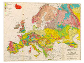 Foam board print Geological map of Europe around 1860