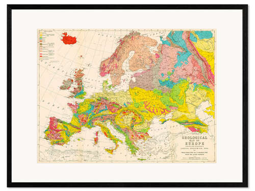 Framed art print Geological map of Europe around 1860