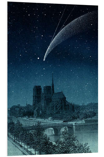 Bilde på skumplate Donati's comet over Notre-Dame, 1858