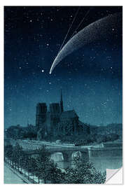 Selvklebende plakat Donati's comet over Notre-Dame, 1858