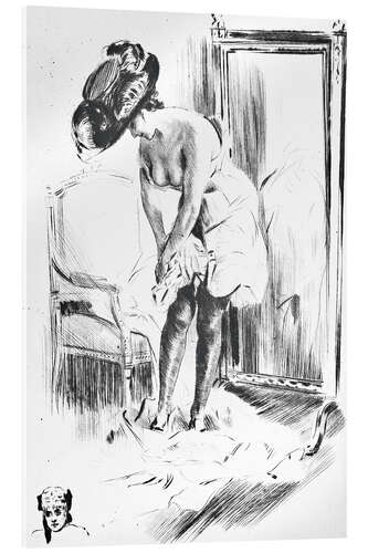 Acrylic print Woman getting dressed