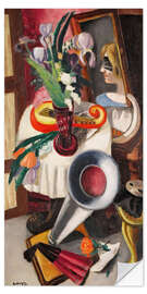 Självhäftande poster Still life with gramophone and irises