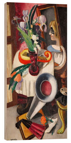 Obraz na drewnie Still life with gramophone and irises