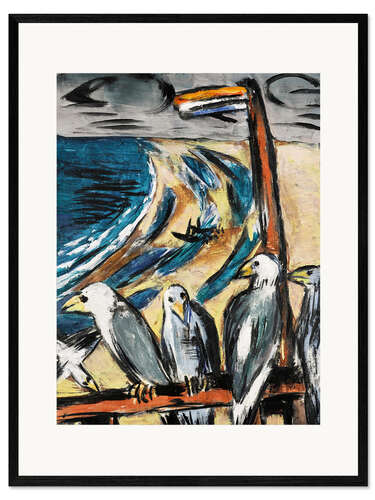 Framed art print Seagulls in the storm