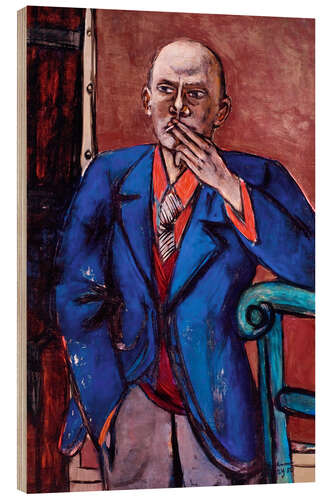 Hout print Self-Portrait in Blue Jacket