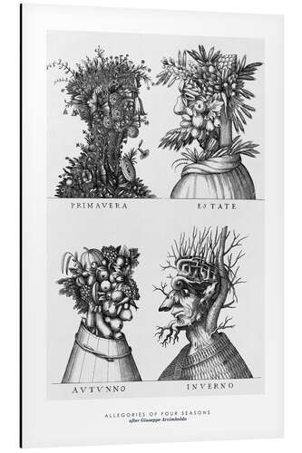 Stampa su alluminio Allegorie delle quattro stagioni (da Giuseppe Arcimboldo)