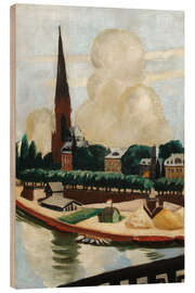 Holzbild Mainufer und Kirche - Max Beckmann