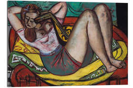 Galleriprint Woman with a mandolin in yellow and red