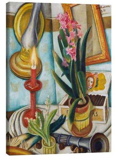 Tableau sur toile Nature morte avec une bougie allumée