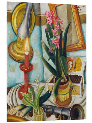 Foam board print Still life with a burning candle