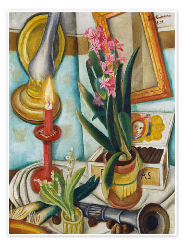 Plakat Still life with a burning candle