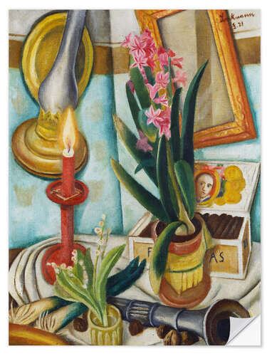 Självhäftande poster Still life with a burning candle