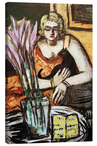 Canvas print Woman with cat