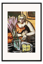 Gerahmter Kunstdruck Frau mit Katze