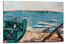 Aluminium print Beach with boat and deck chair