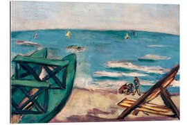 Gallery print Beach with boat and deck chair