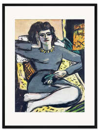 Gerahmter Kunstdruck Ruhende Frau mit Nelken, Bildnis Quappi