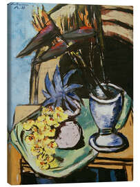 Canvastavla Still life with strelitzia and yellow orchids