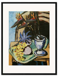 Framed art print Still life with strelitzia and yellow orchids