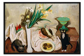 Gerahmter Kunstdruck Stilleben mit Katzen