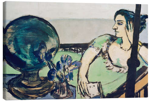 Quadro em tela Mulher meditativa à beira-mar