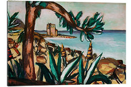 Gallery print Seascape with an old castle and agaves