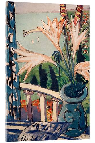 Acrylic print View of Menton with a lily pot