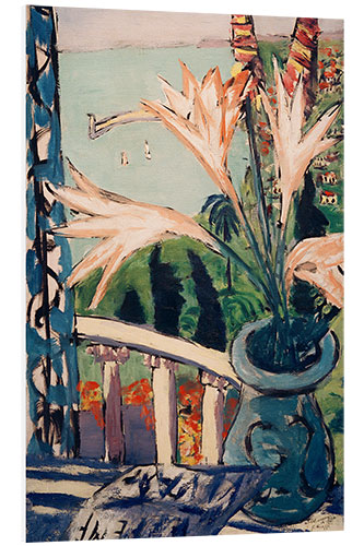 Foam board print View of Menton with a lily pot