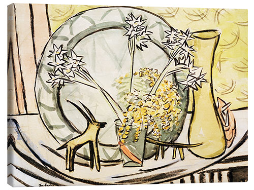 Canvas print Still life with capricorn and daffodils