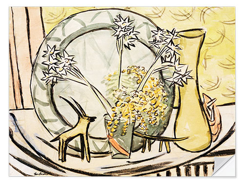 Selvklæbende plakat Still life with capricorn and daffodils