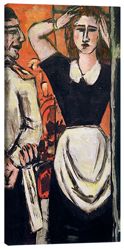 Canvas print Waiter and cloakroom maid