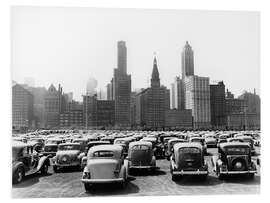Hartschaumbild Oldtimer vor der Skyline von Chicago