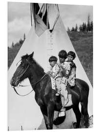 Foam board print Three Sioux children on a horse