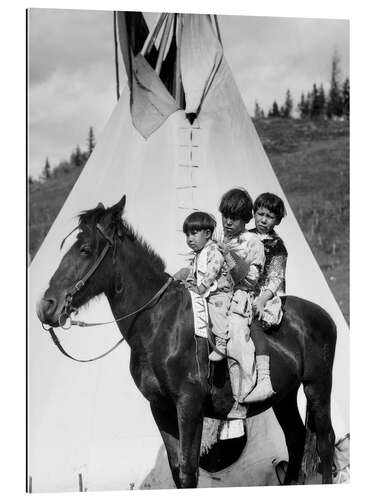 Cuadro de plexi-alu Tres niños sioux a caballo