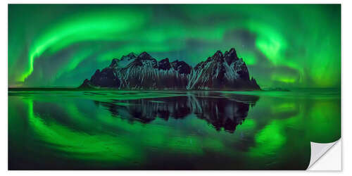 Wall sticker Aurora Borealis over Iceland