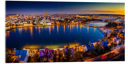 Acrylic print Above the roofs of Reykjavik, Iceland