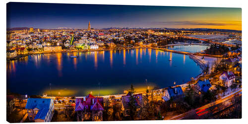 Canvas print Above the roofs of Reykjavik, Iceland