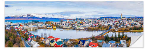 Selvklebende plakat Autumn in Reykjavik, Iceland
