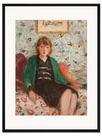 Gerahmter Kunstdruck Junge Frau im Inneren