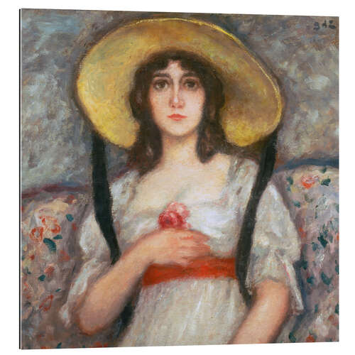 Gallery print Portrait of a young woman with a large summer hat